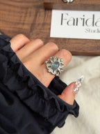 花花海藍寶戒指