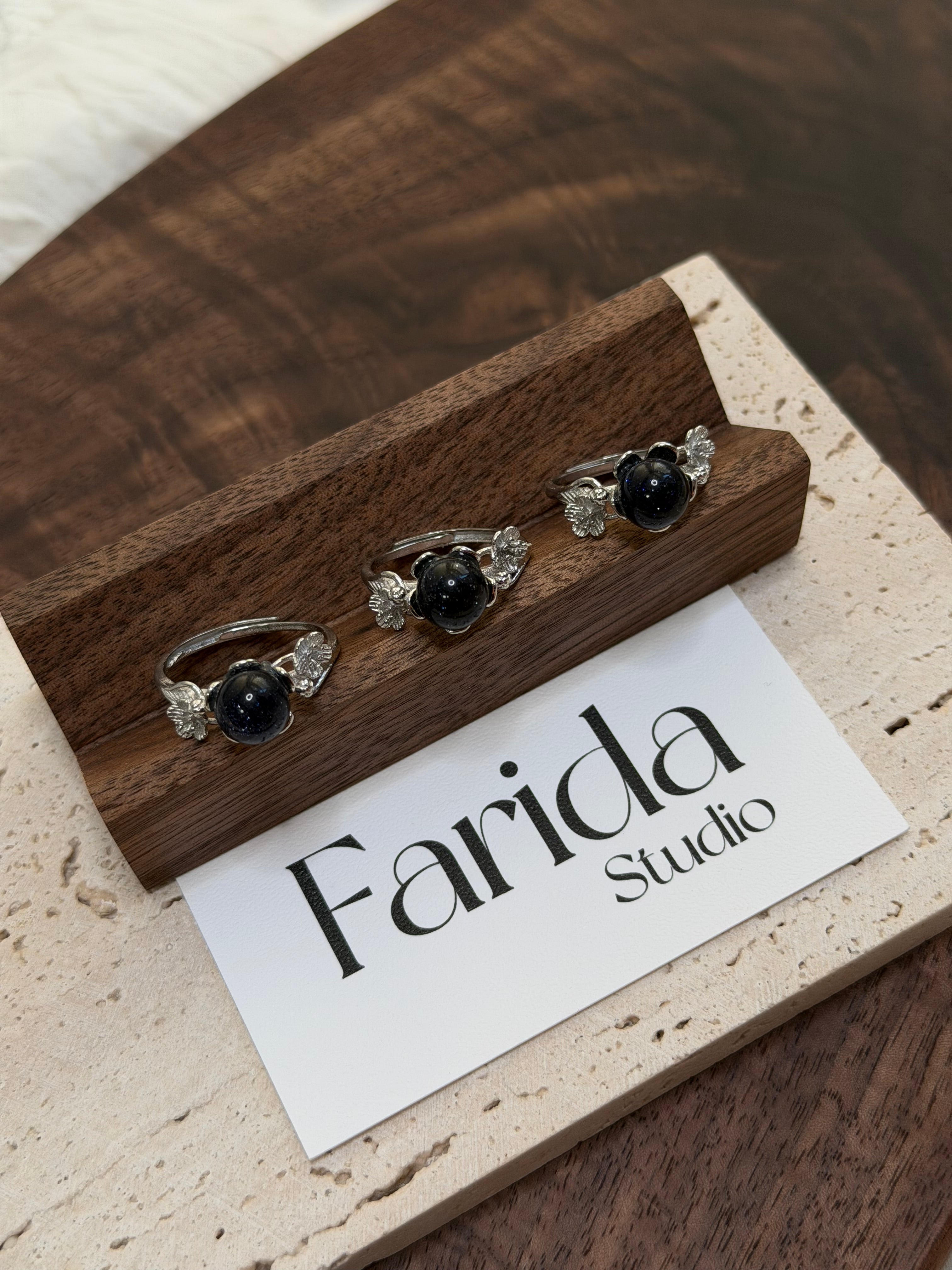 花托藍星沙戒指