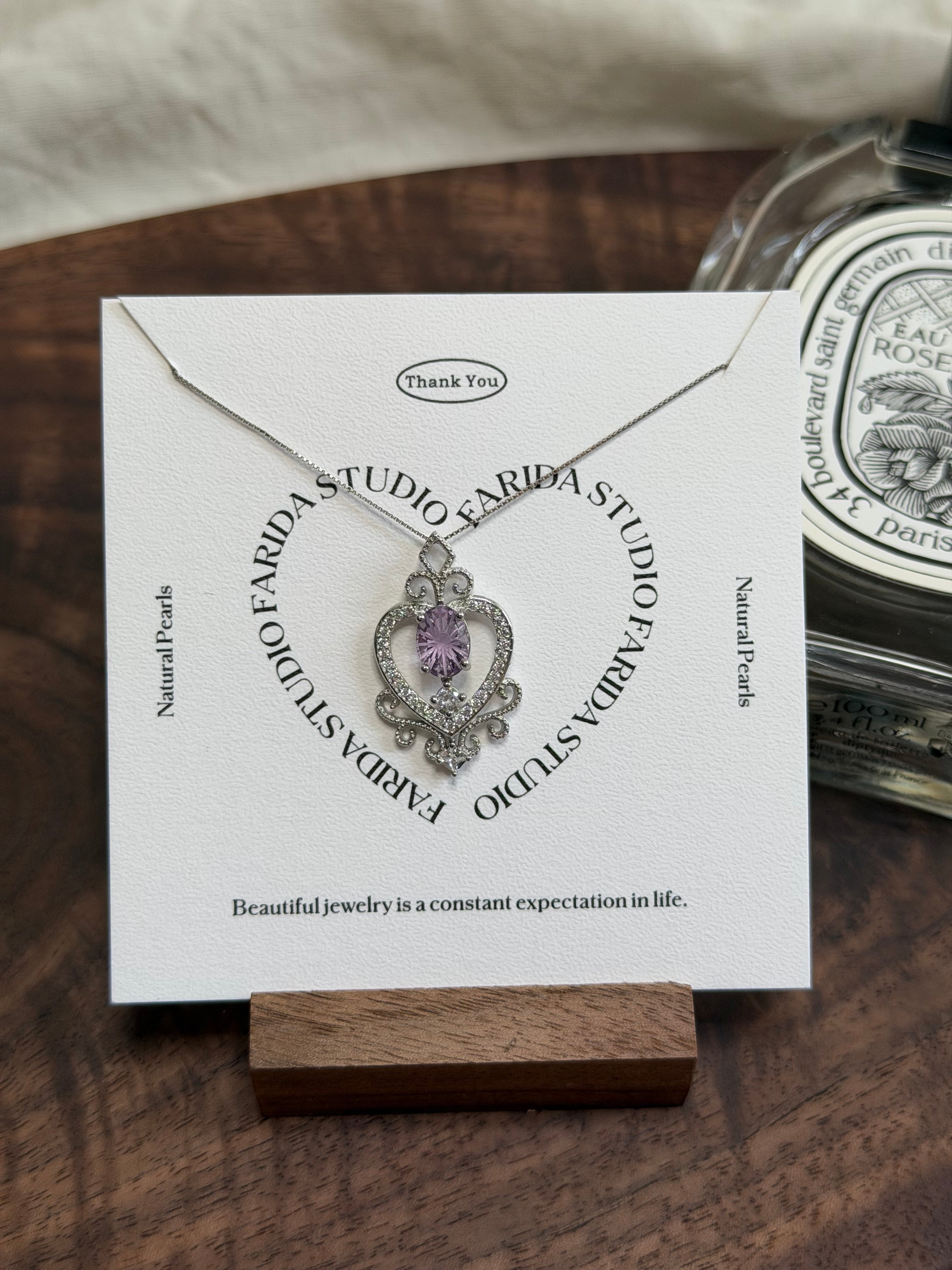 千禧切紫水晶愛心吊墜