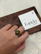 尼泊爾風格綠珀戒指