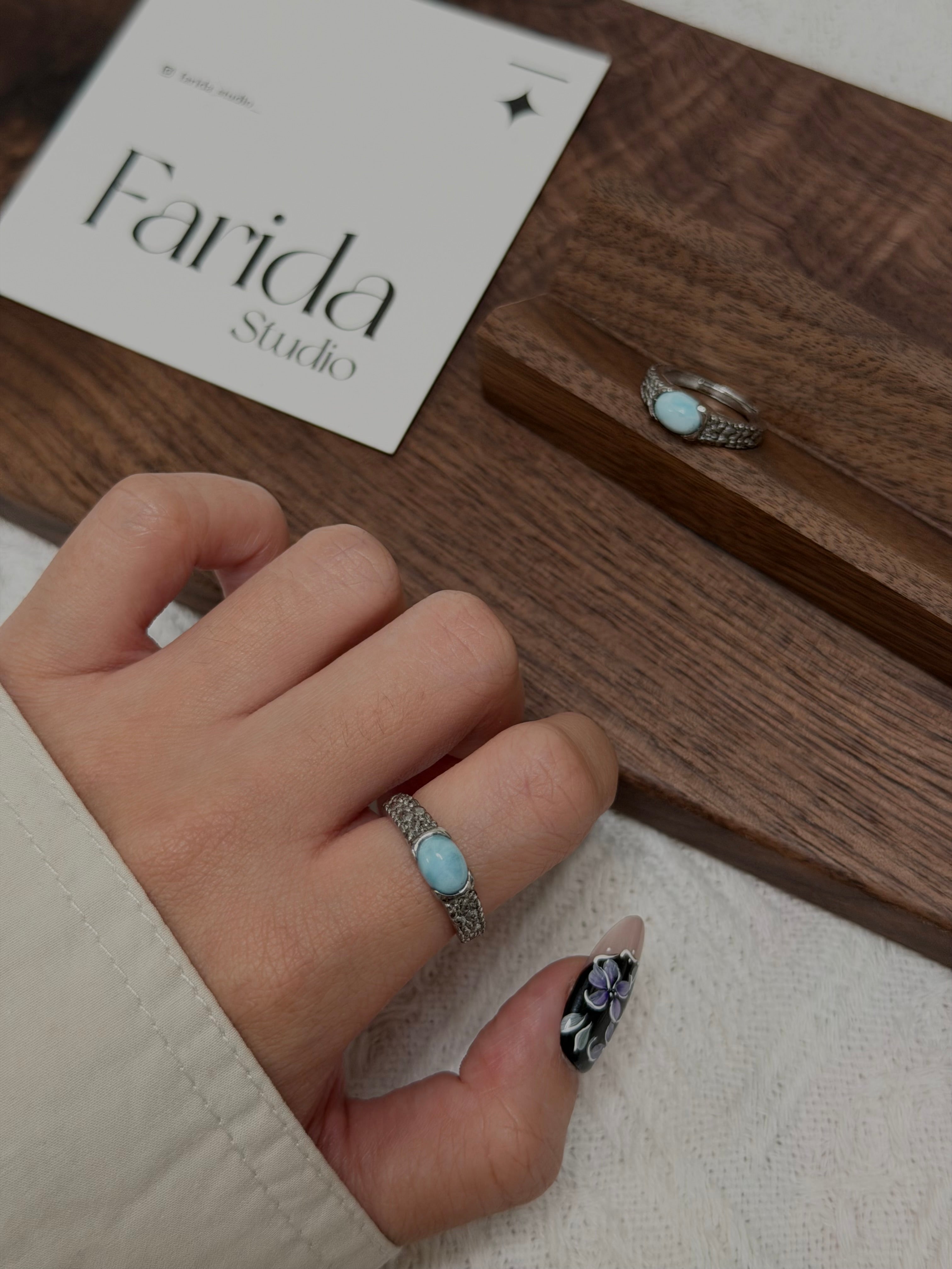 做舊橫版海紋石戒指