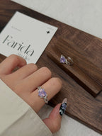 心型紫玉晶戒指