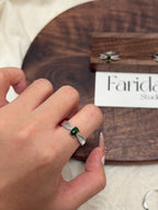 復古飄帶透輝寶石戒指