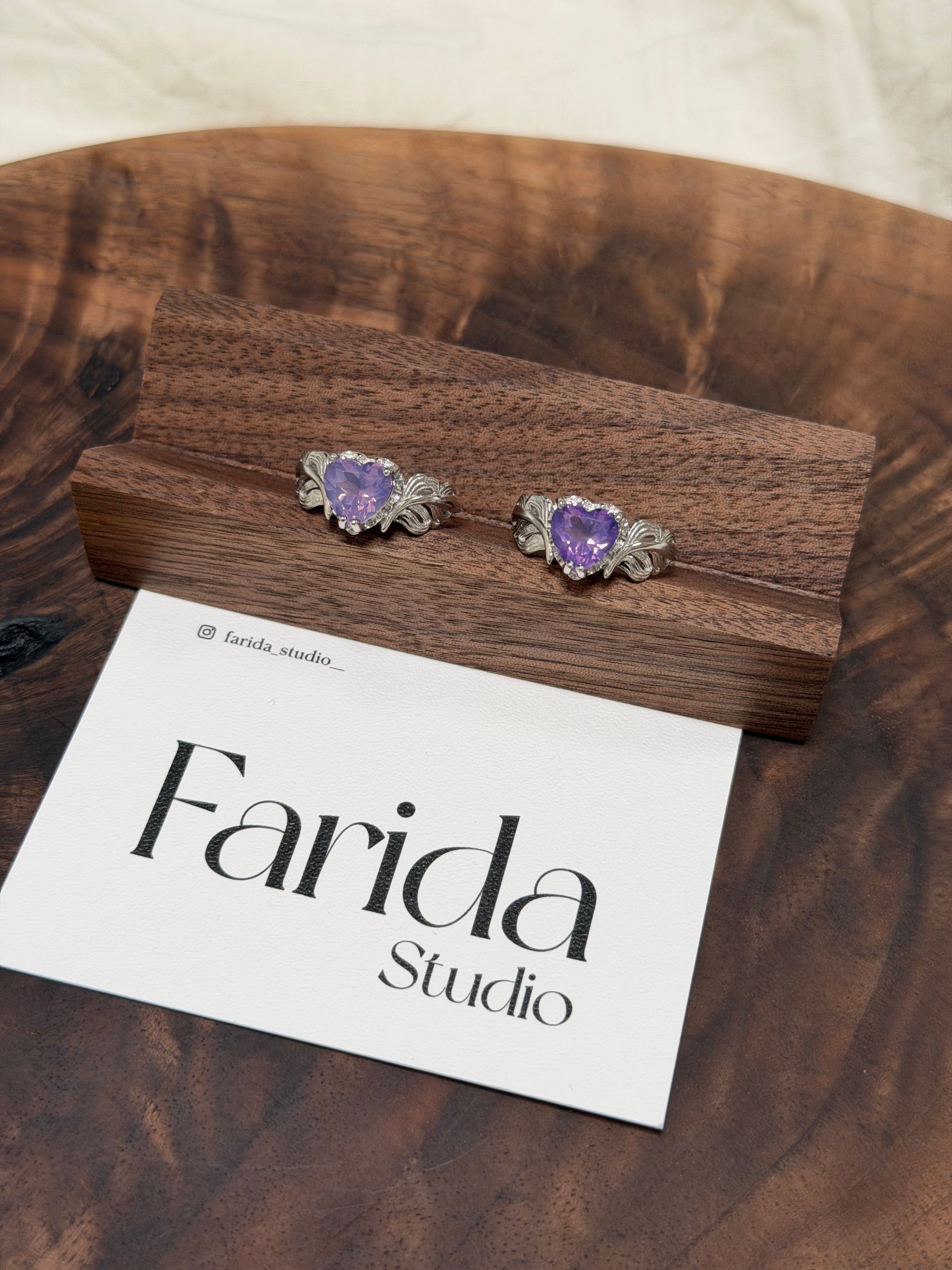 愛心紫玉晶戒指