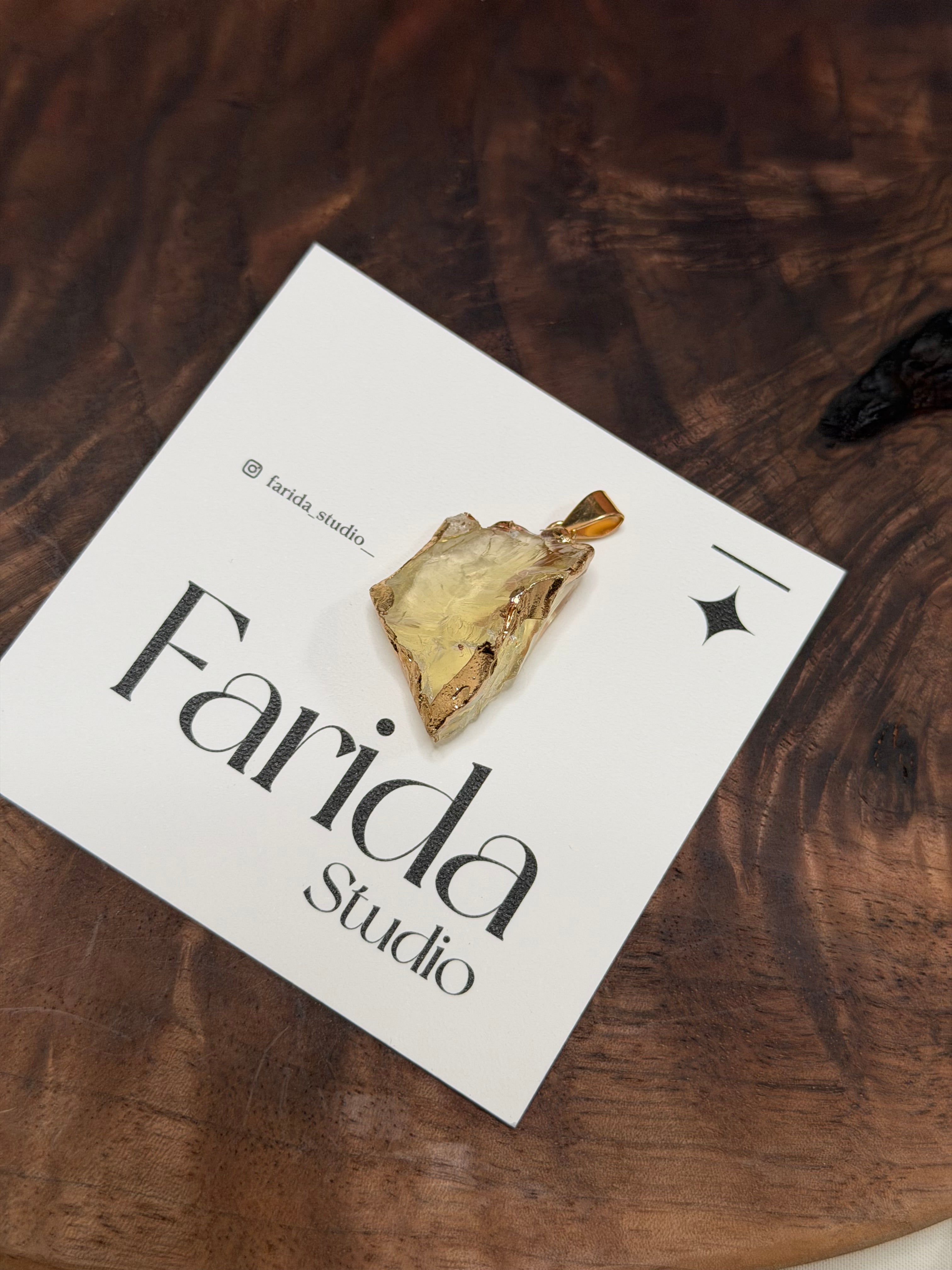 黃水晶原石包邊吊墜