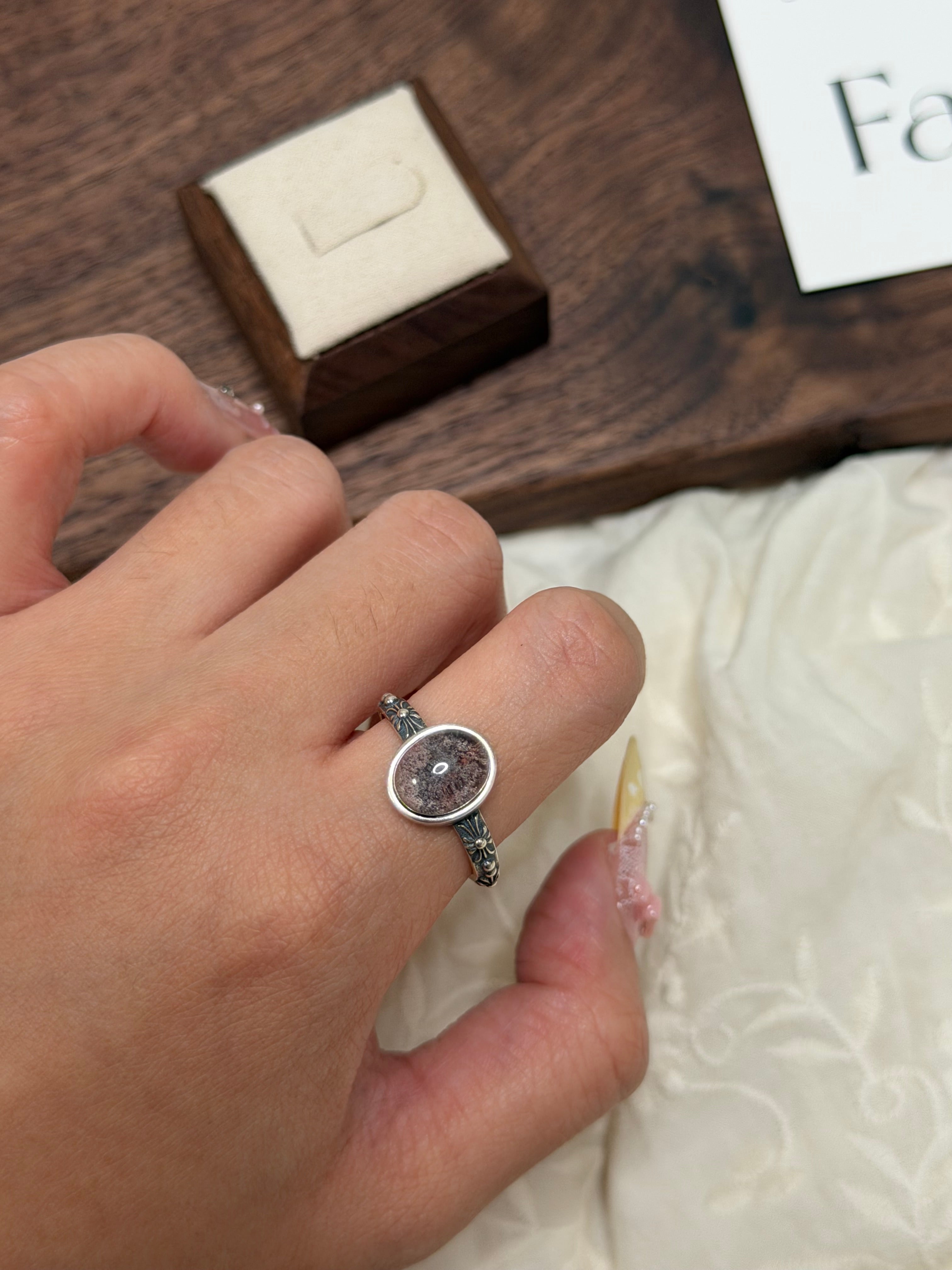 S925克羅星粉綠幽靈戒指