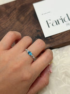 S925精緻藍托帕戒指