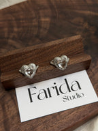 拉絲工藝愛心白水晶戒指