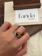 做舊工藝黃虎眼戒指