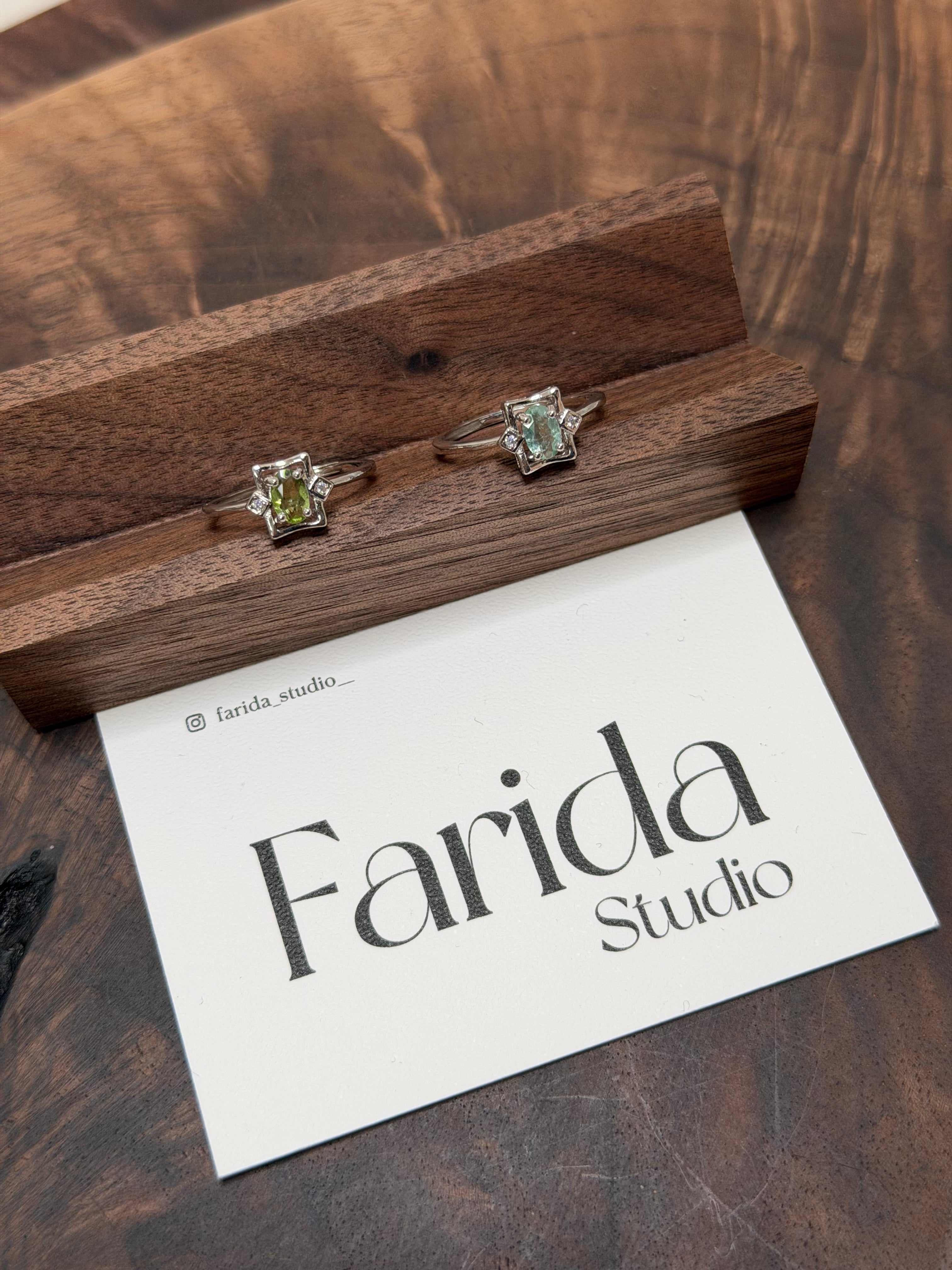 S925彩碧璽方托戒指