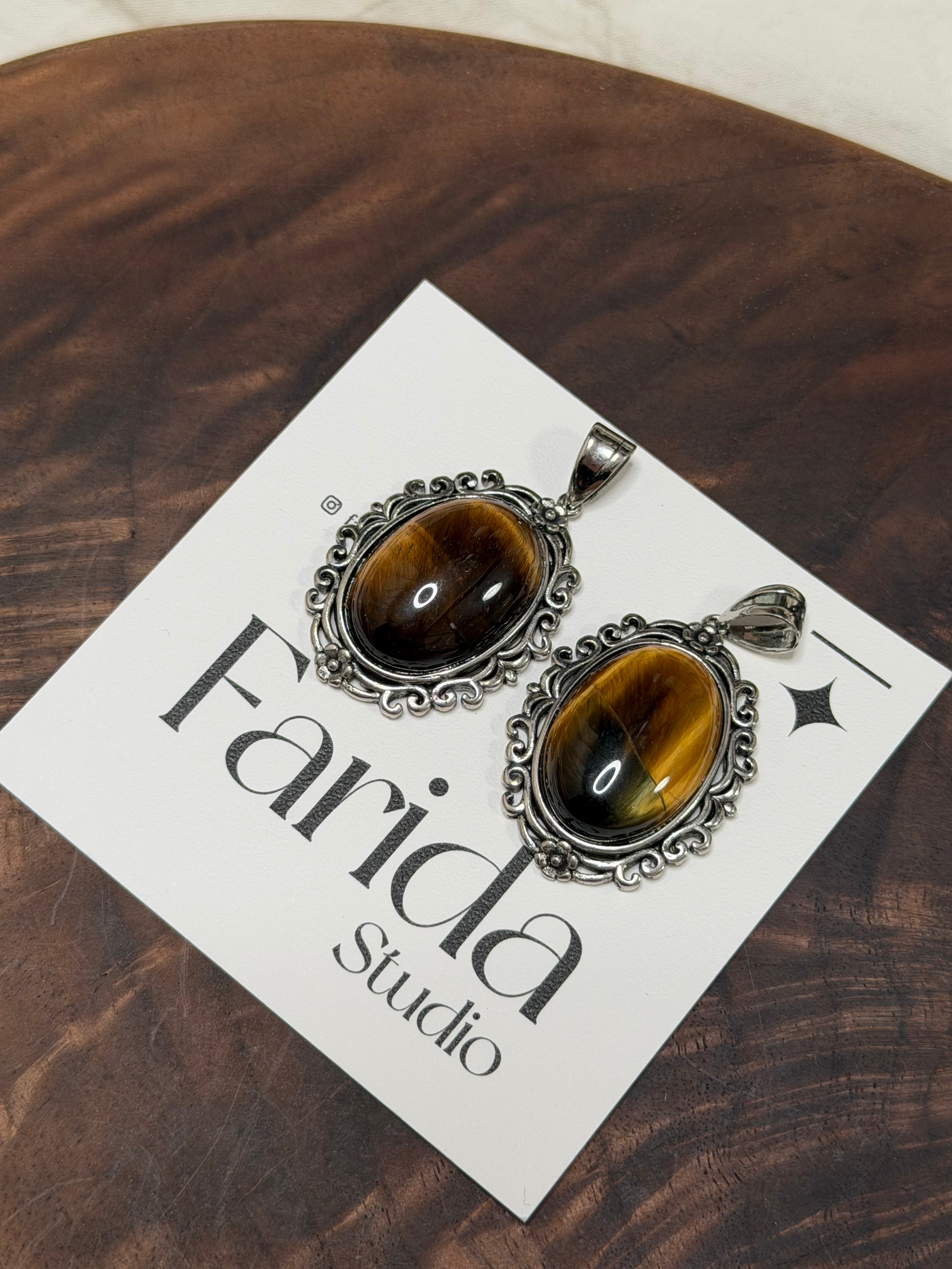 復古虎眼石吊墜