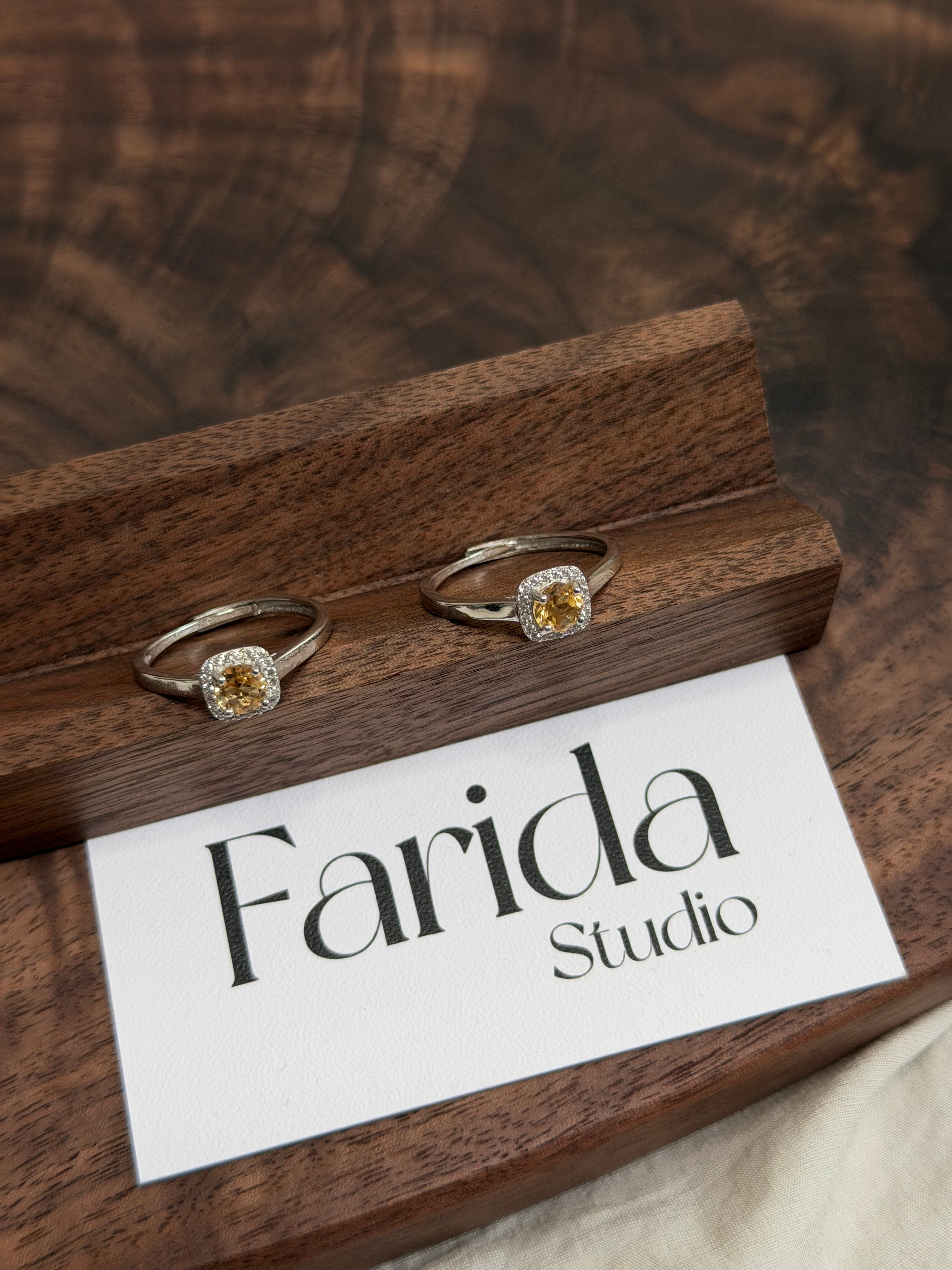 方托黃水晶戒指