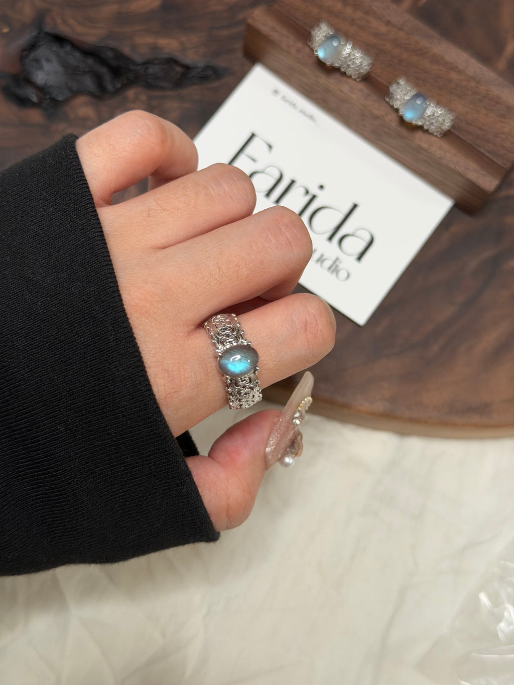 灰月光鈦鋼戒指