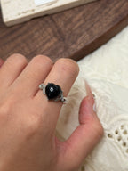 黑瑪瑙心型戒指