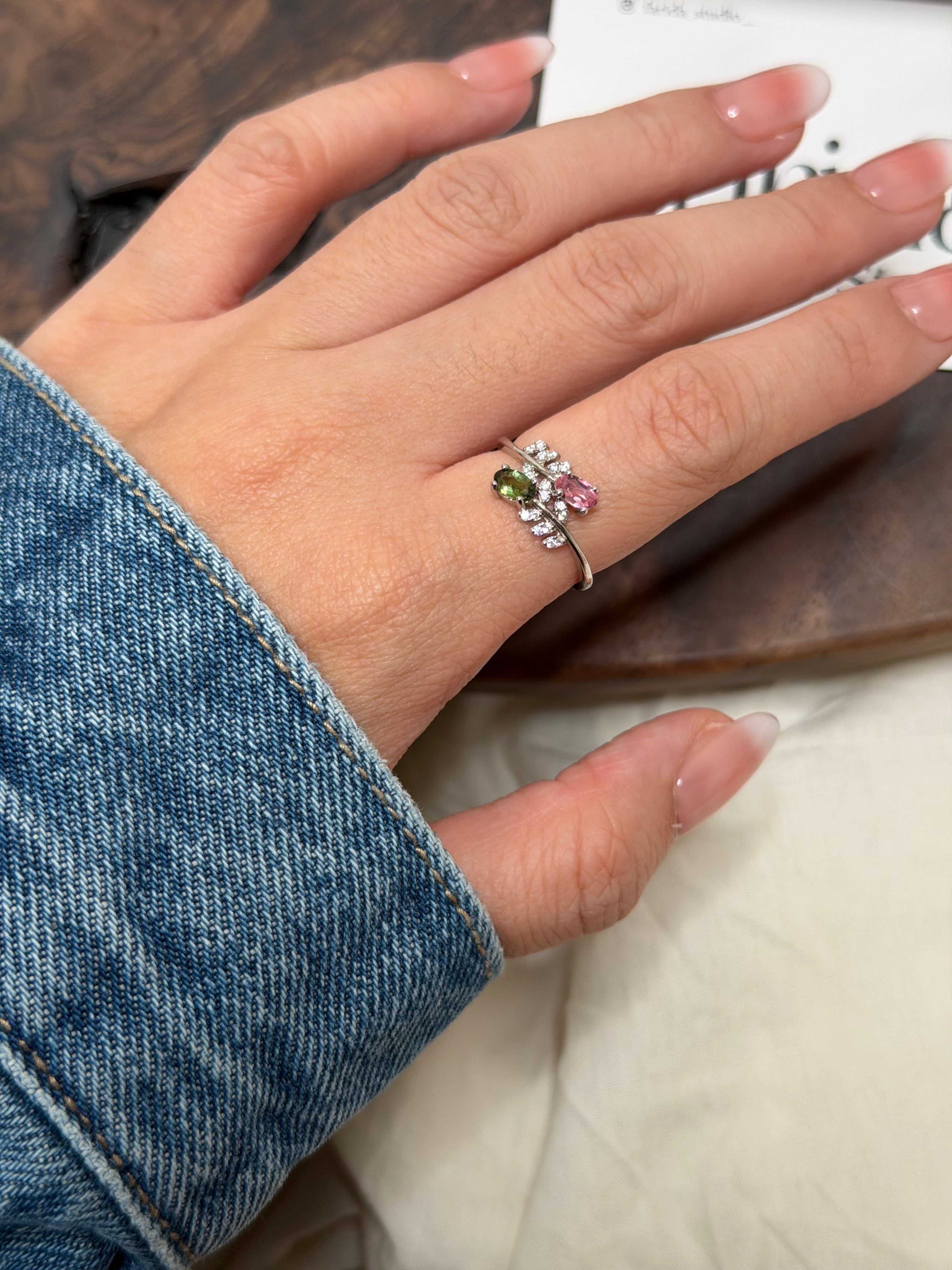 S925雙色碧璽戒指