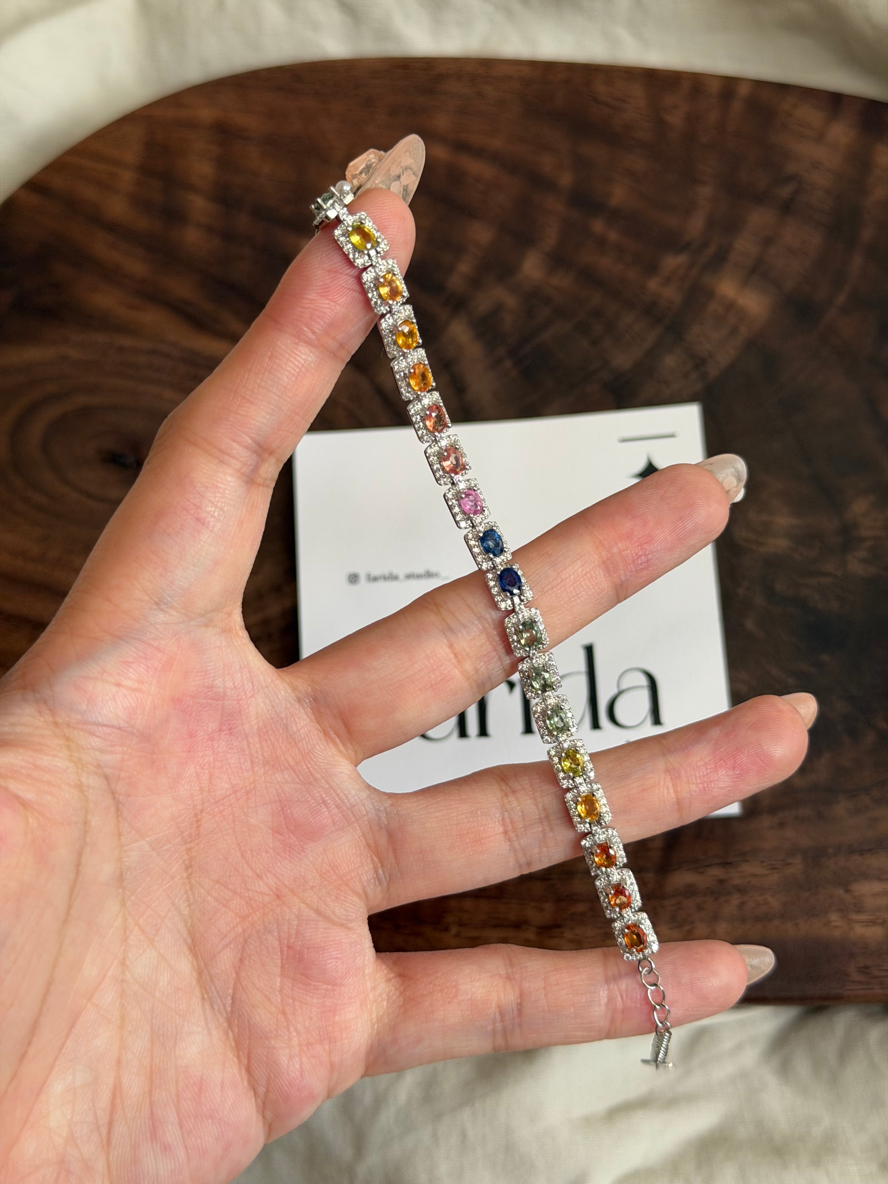 S925滿圈彩藍寶手鏈