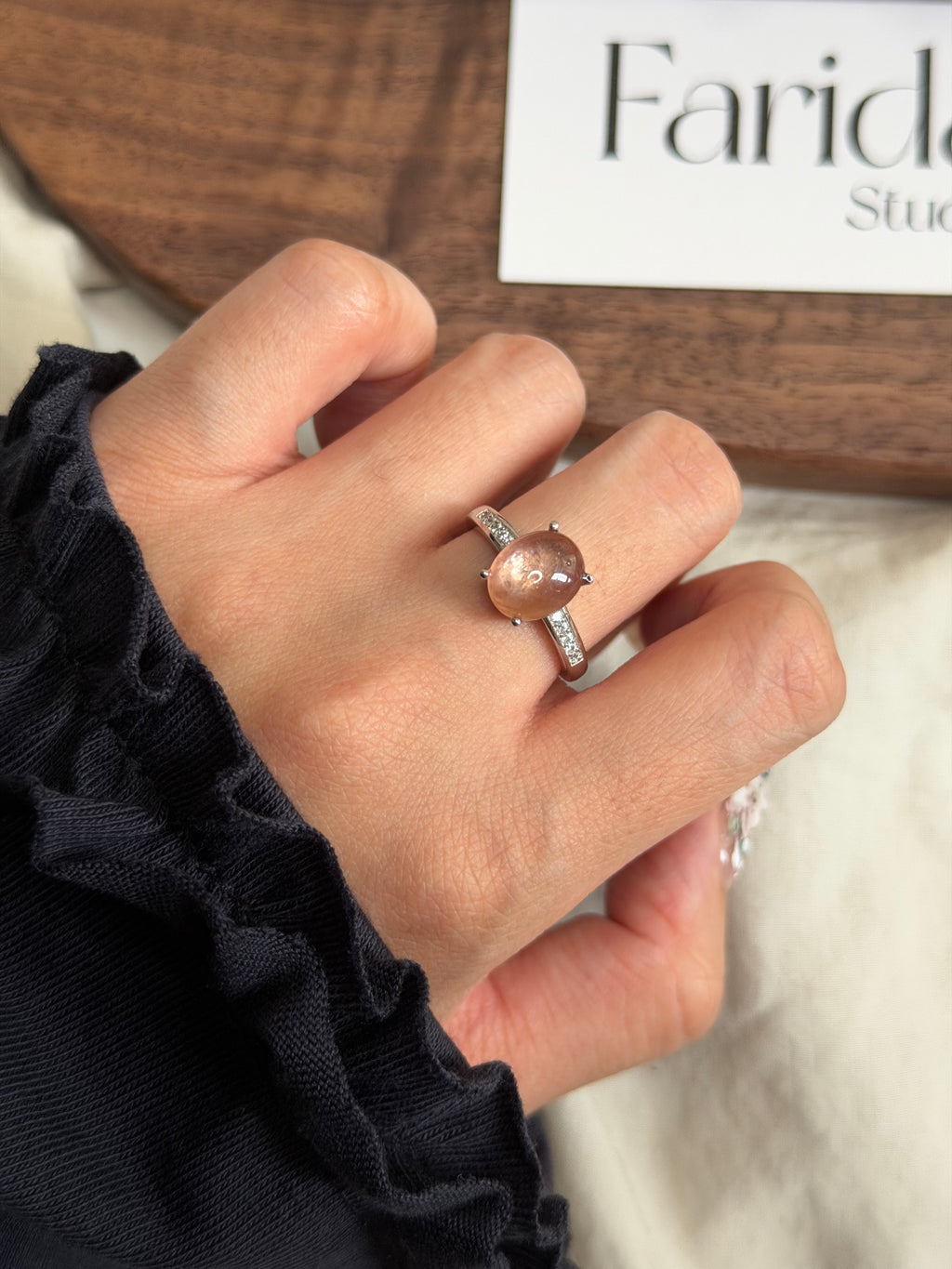 粉紫鋰雲母簡約戒指