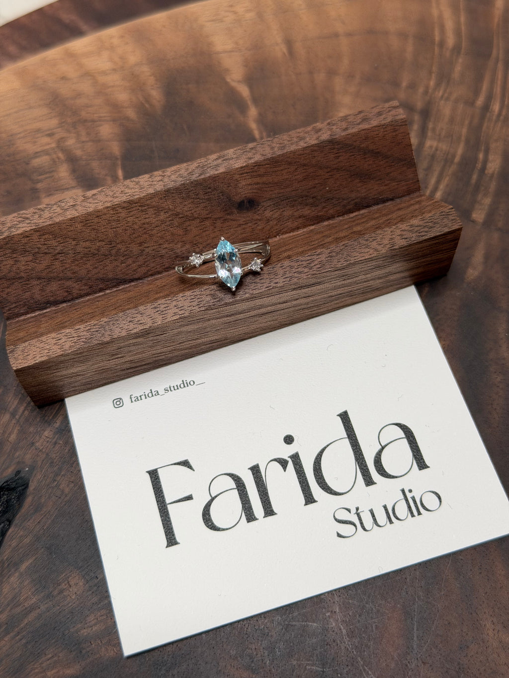 S925馬眼藍托帕戒指