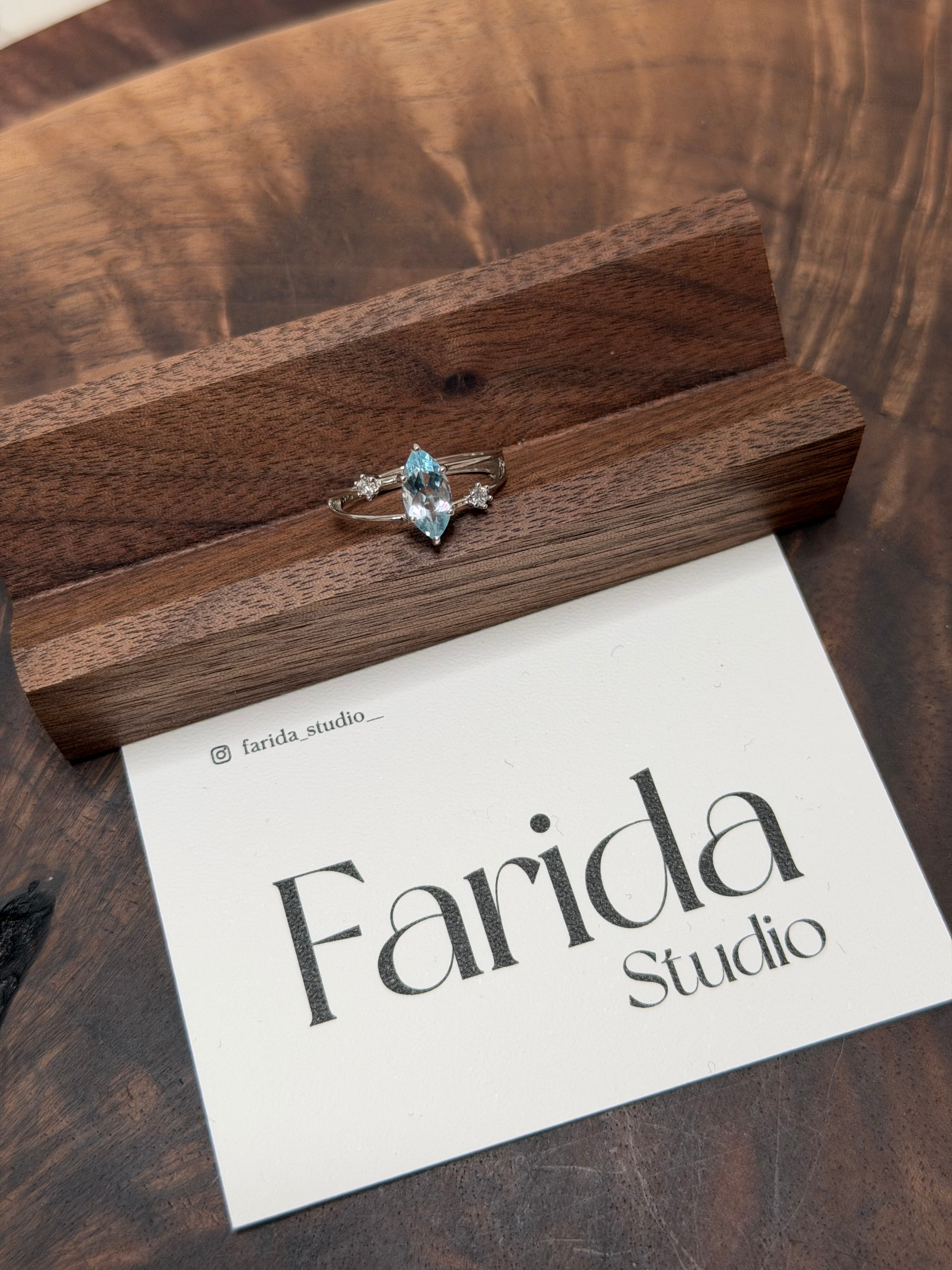 S925馬眼藍托帕戒指