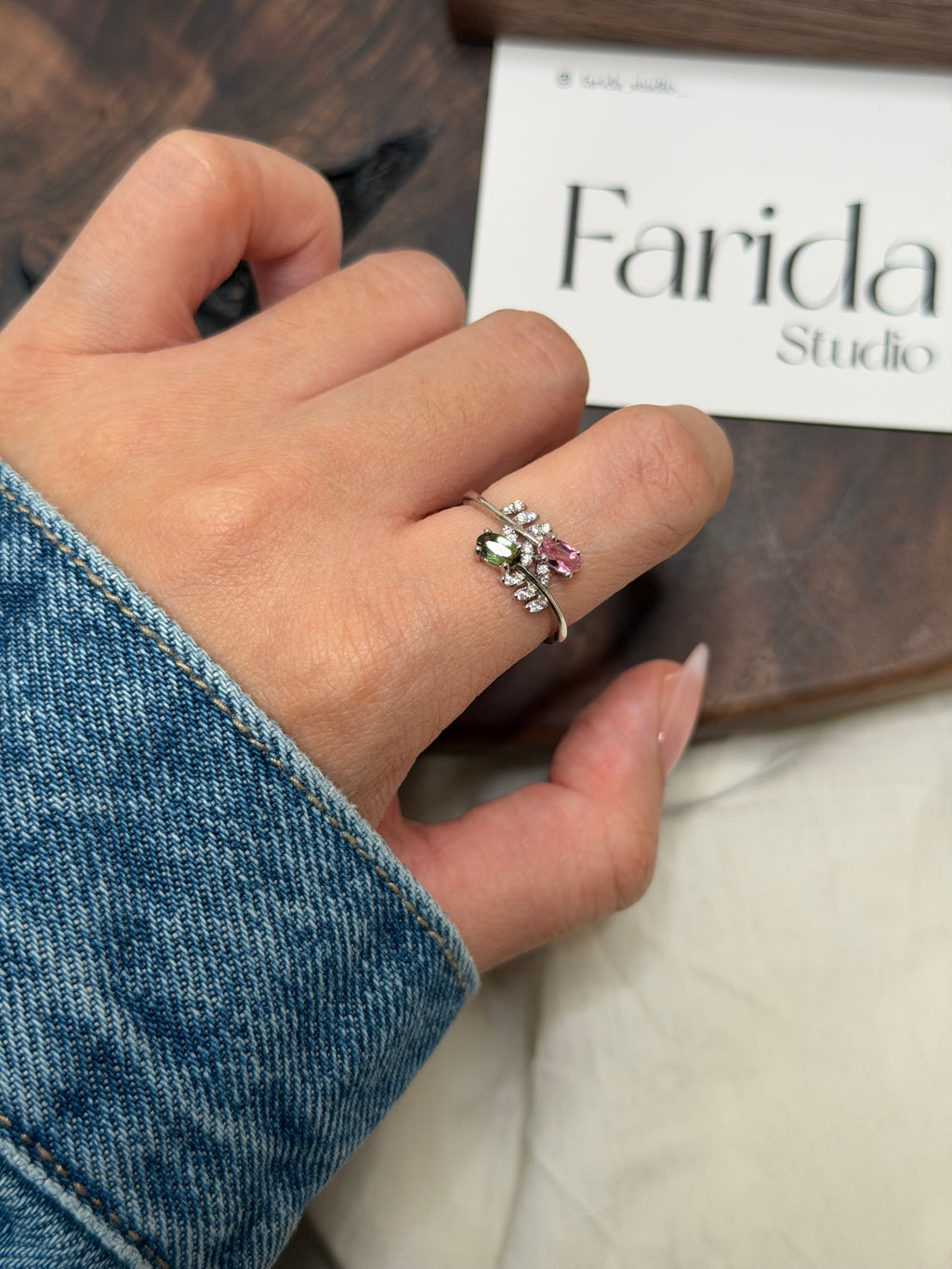 S925雙色碧璽戒指