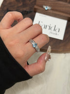 鑽款水滴藍托帕戒指