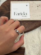 花托珍珠戒指（灰）