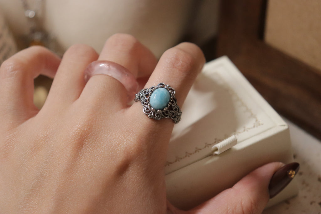 復古宮廷風海紋石戒指