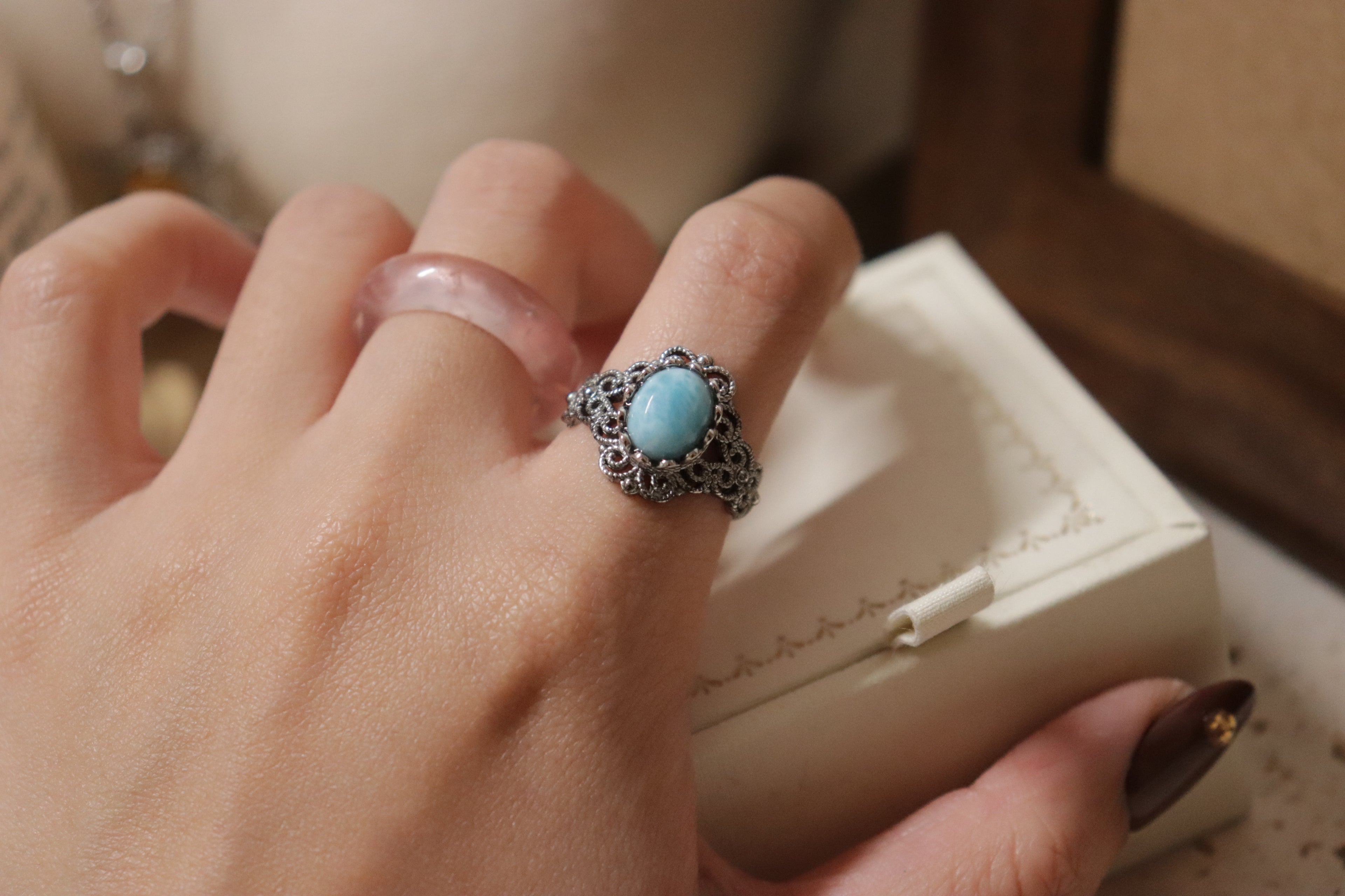 復古宮廷風海紋石戒指