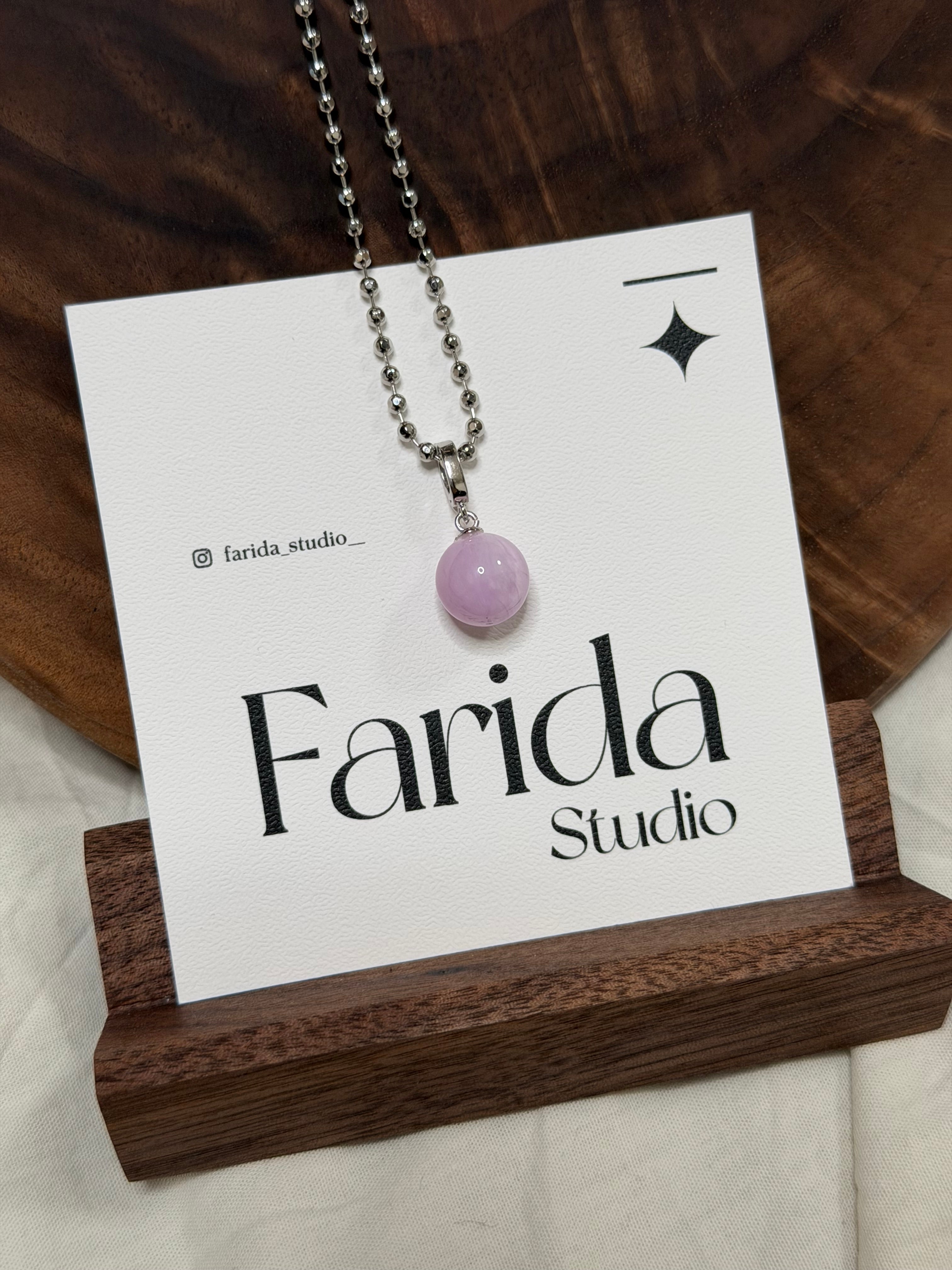 貓眼紫鋰輝水晶球吊墜