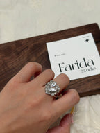 意大利工藝白水晶鈦鋼戒指