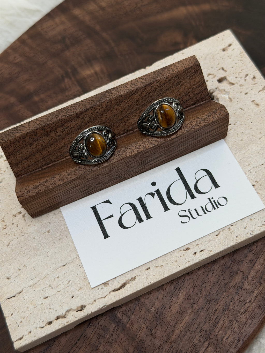 復古黃虎眼戒指