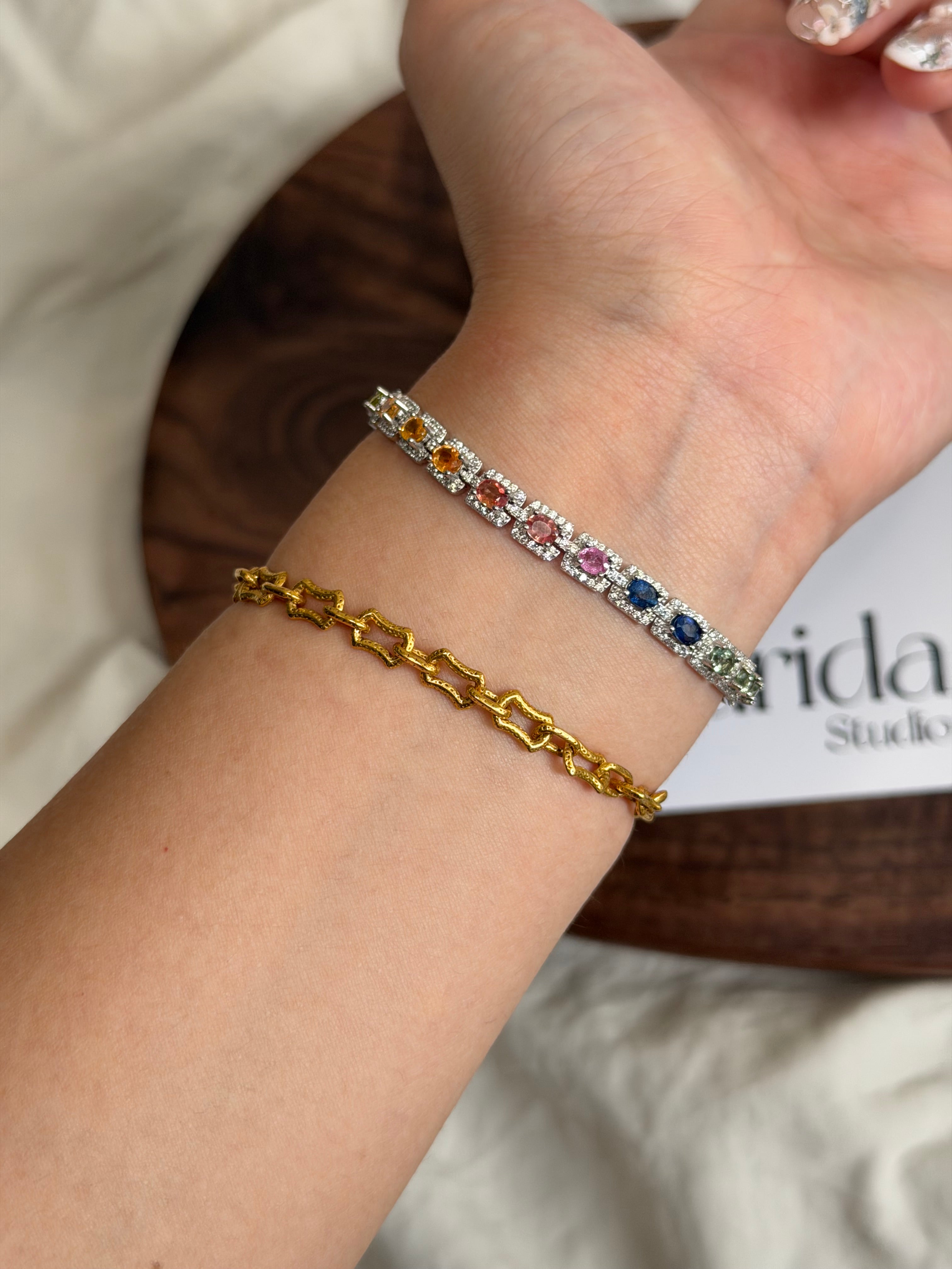 S925滿圈彩藍寶手鏈