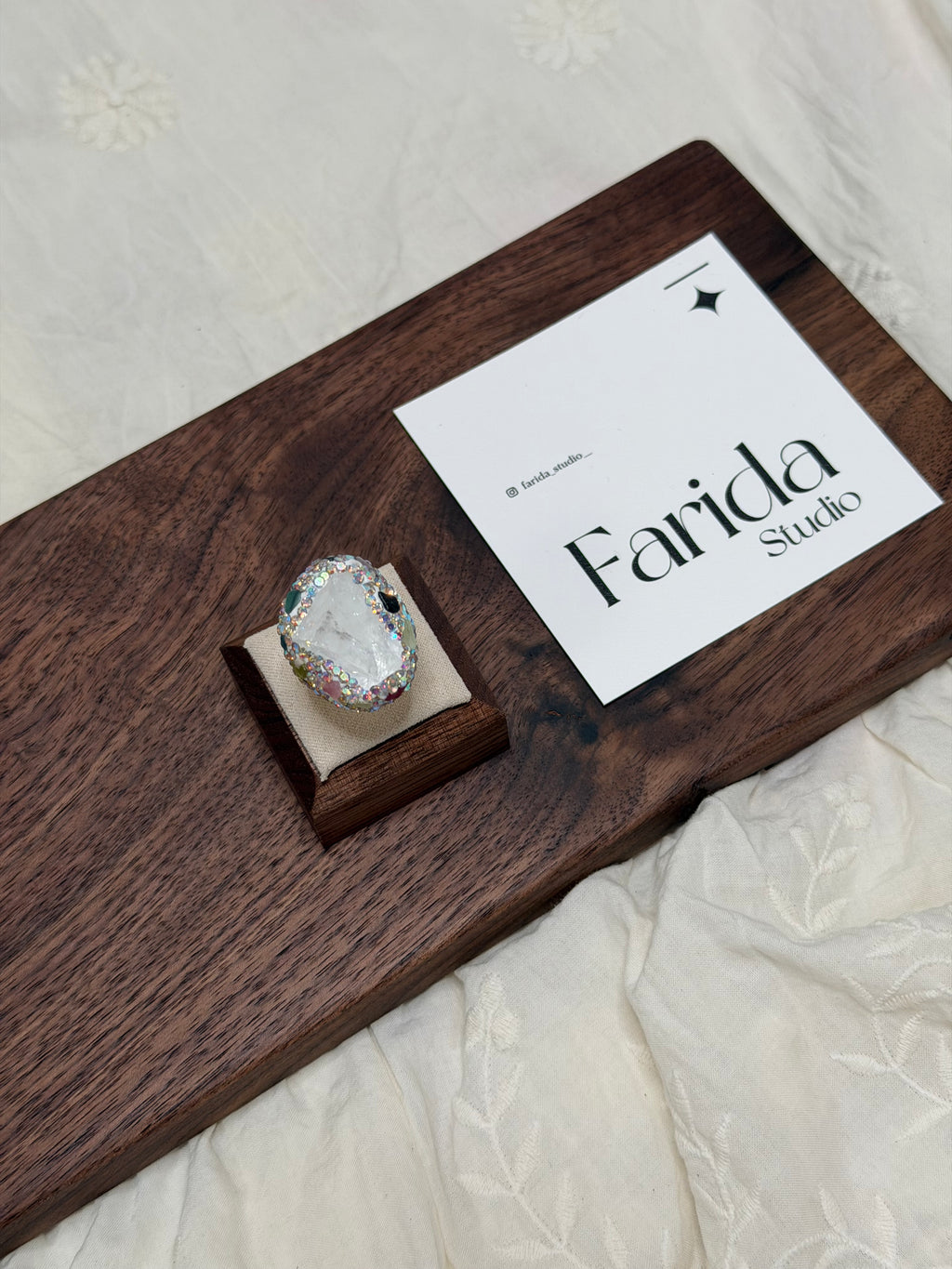 白水晶原石戒指