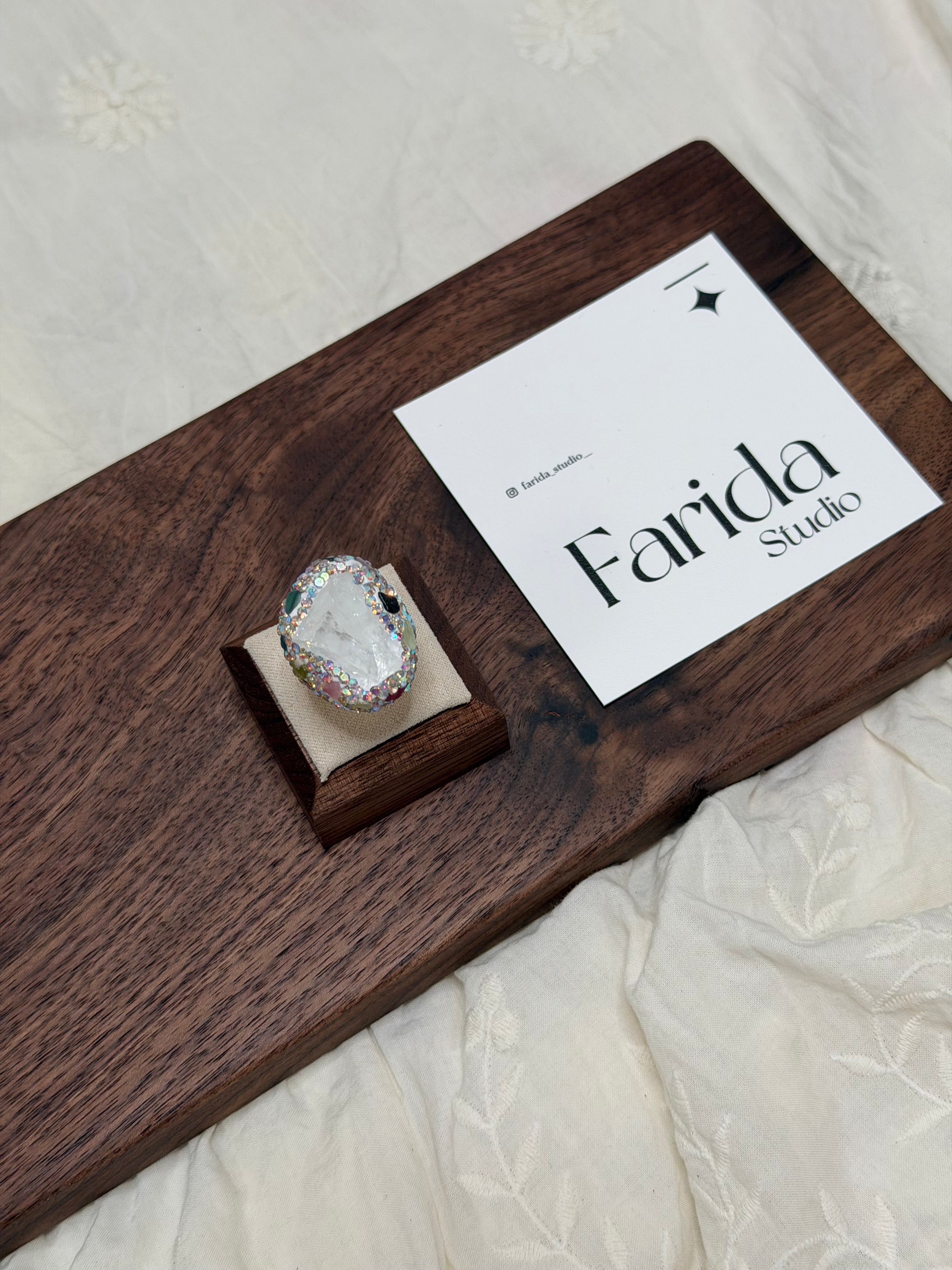 白水晶原石戒指