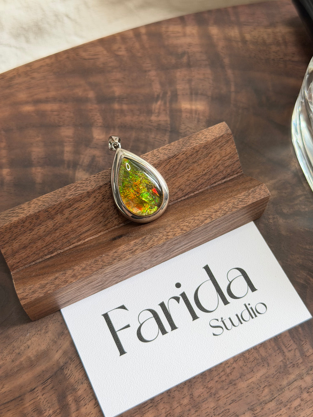 S925水滴斑彩吊墜