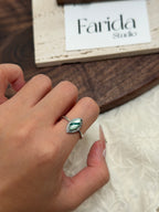 拼接綠瑪瑙馬眼戒指