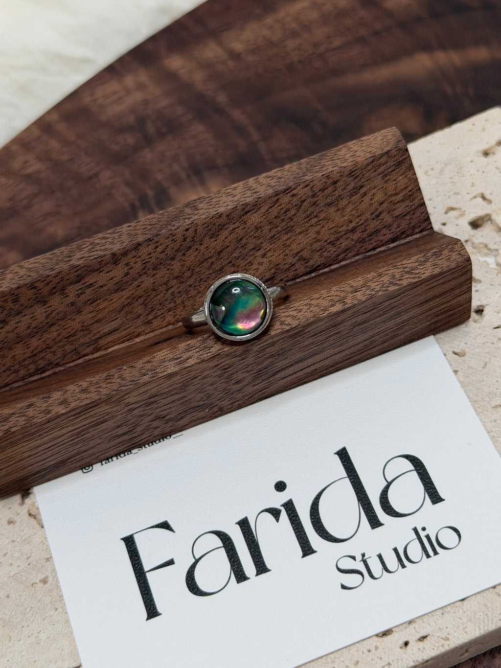 鮑魚貝鈦鋼戒指