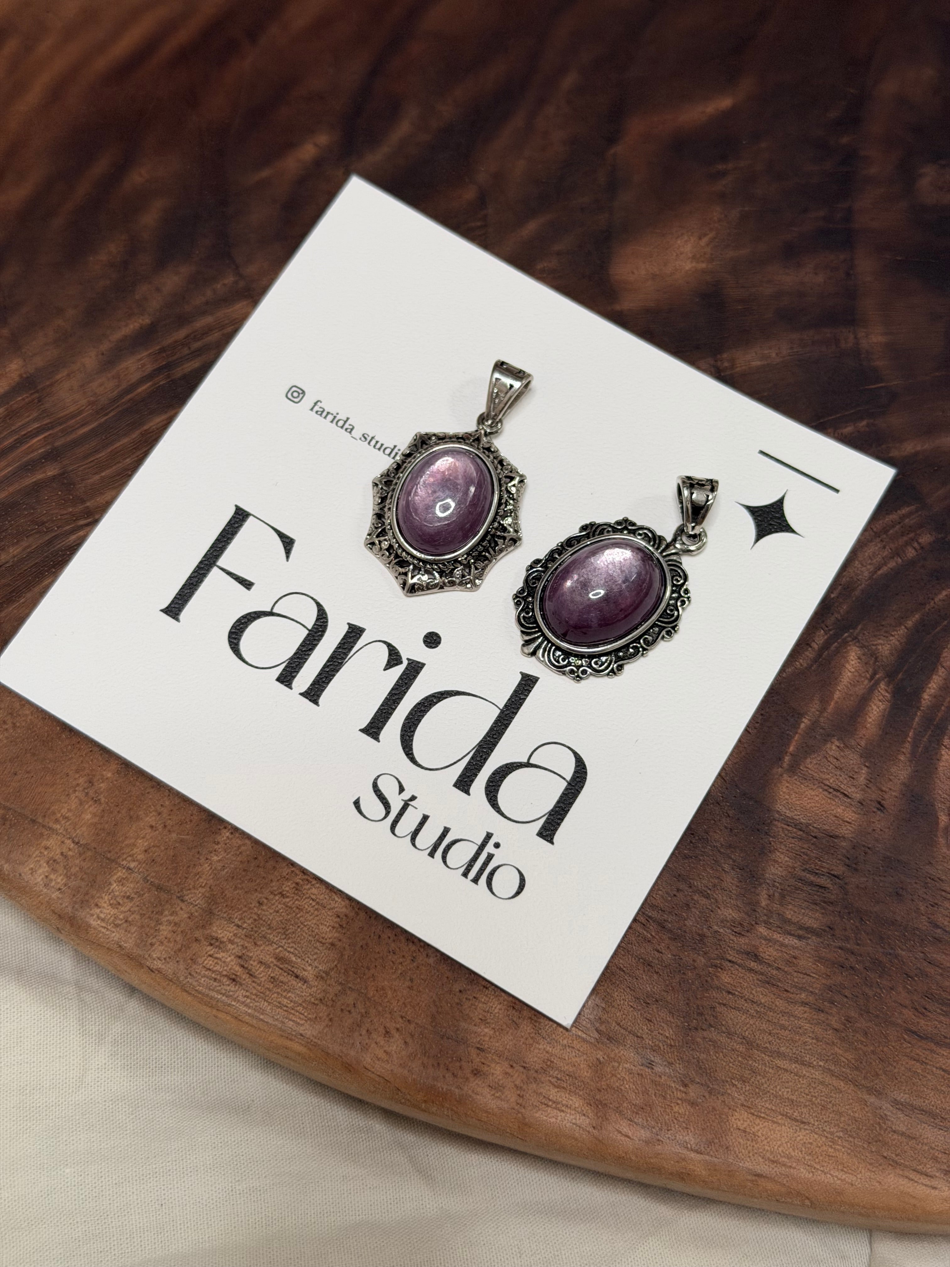 紫鋰雲母復古吊墜