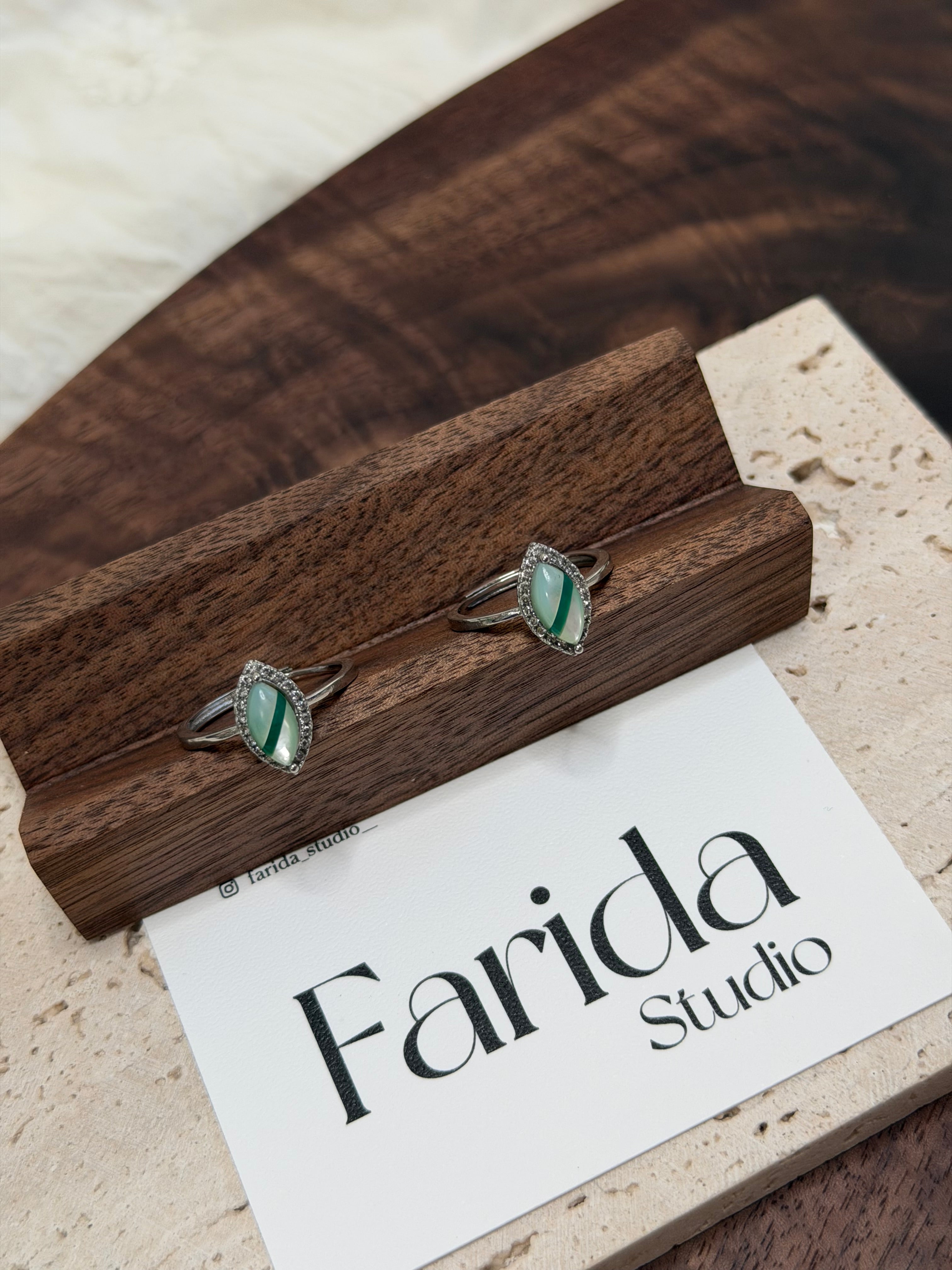 拼接綠瑪瑙馬眼戒指