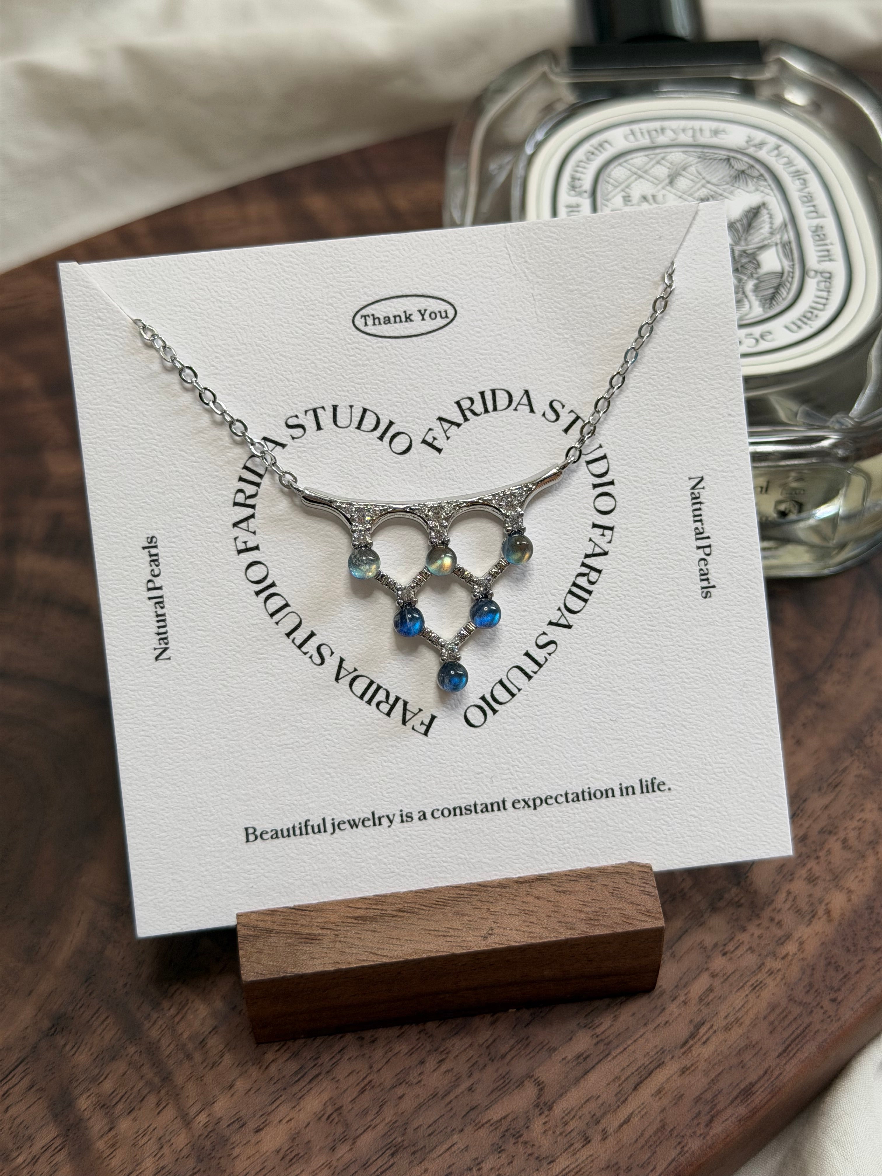 漸變色月光石頸鏈