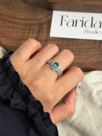 S925瑞士藍托帕戒指