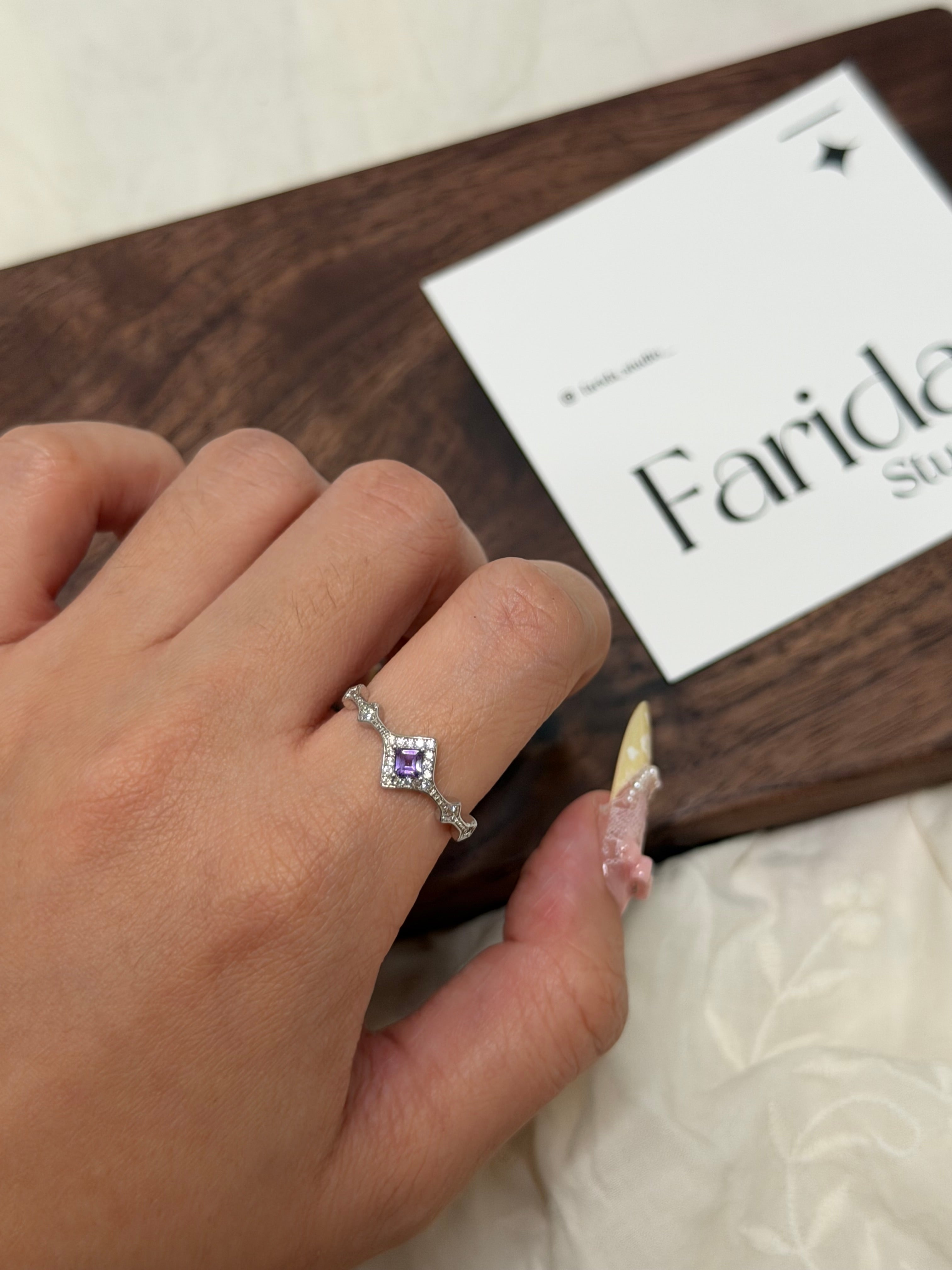 S925紫水晶純銀戒指