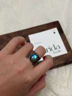 蝴蝶拉長石戒指