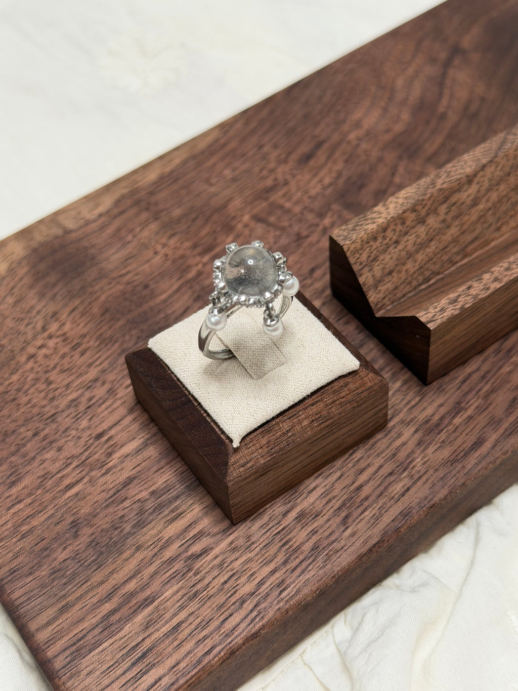 白水晶波波戒指