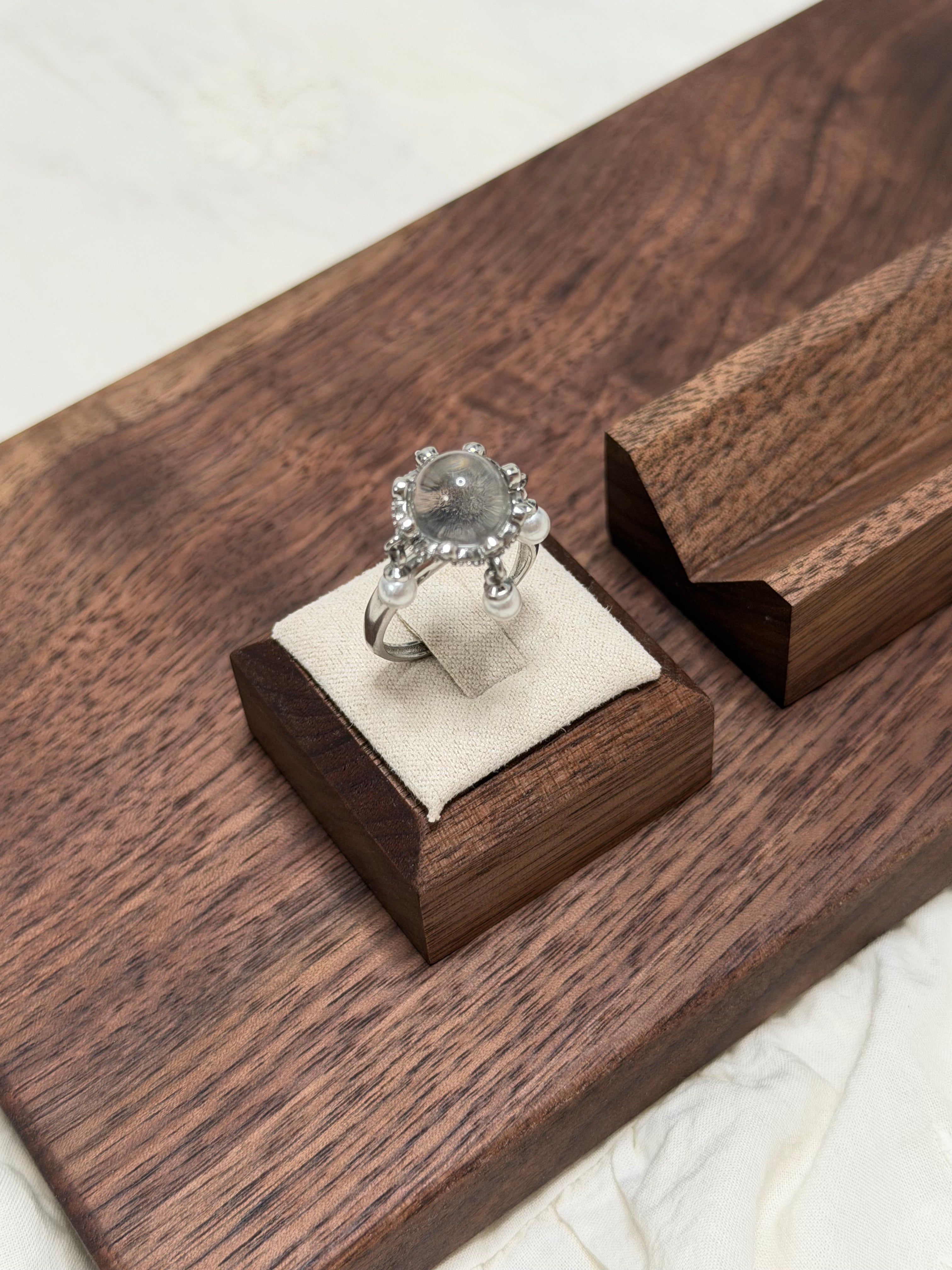 白水晶波波戒指