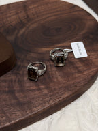 茶水晶爪鑲戒指