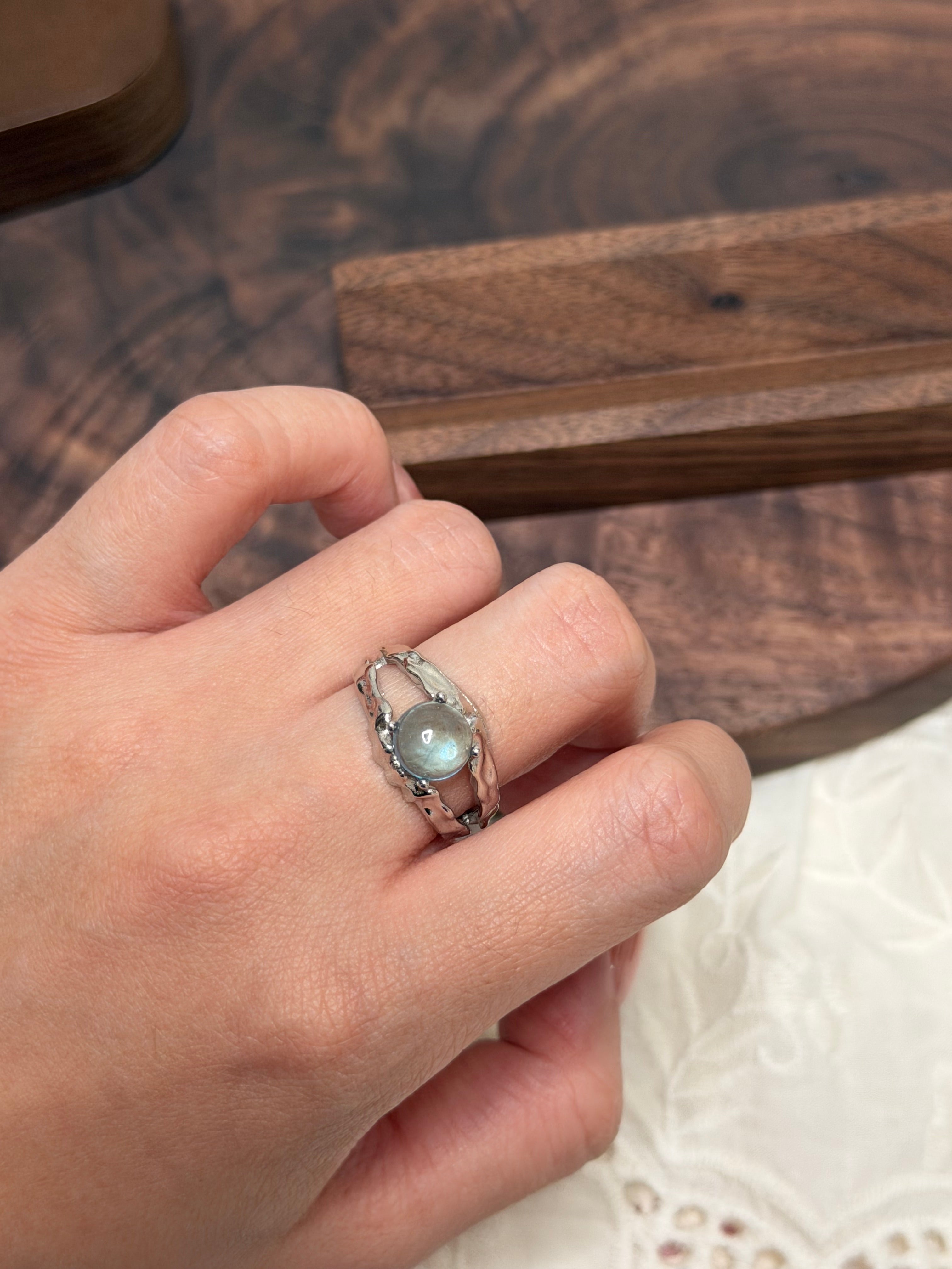 雙層海藍寶戒指