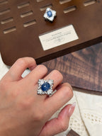 雕刻花紋藍晶石戒指