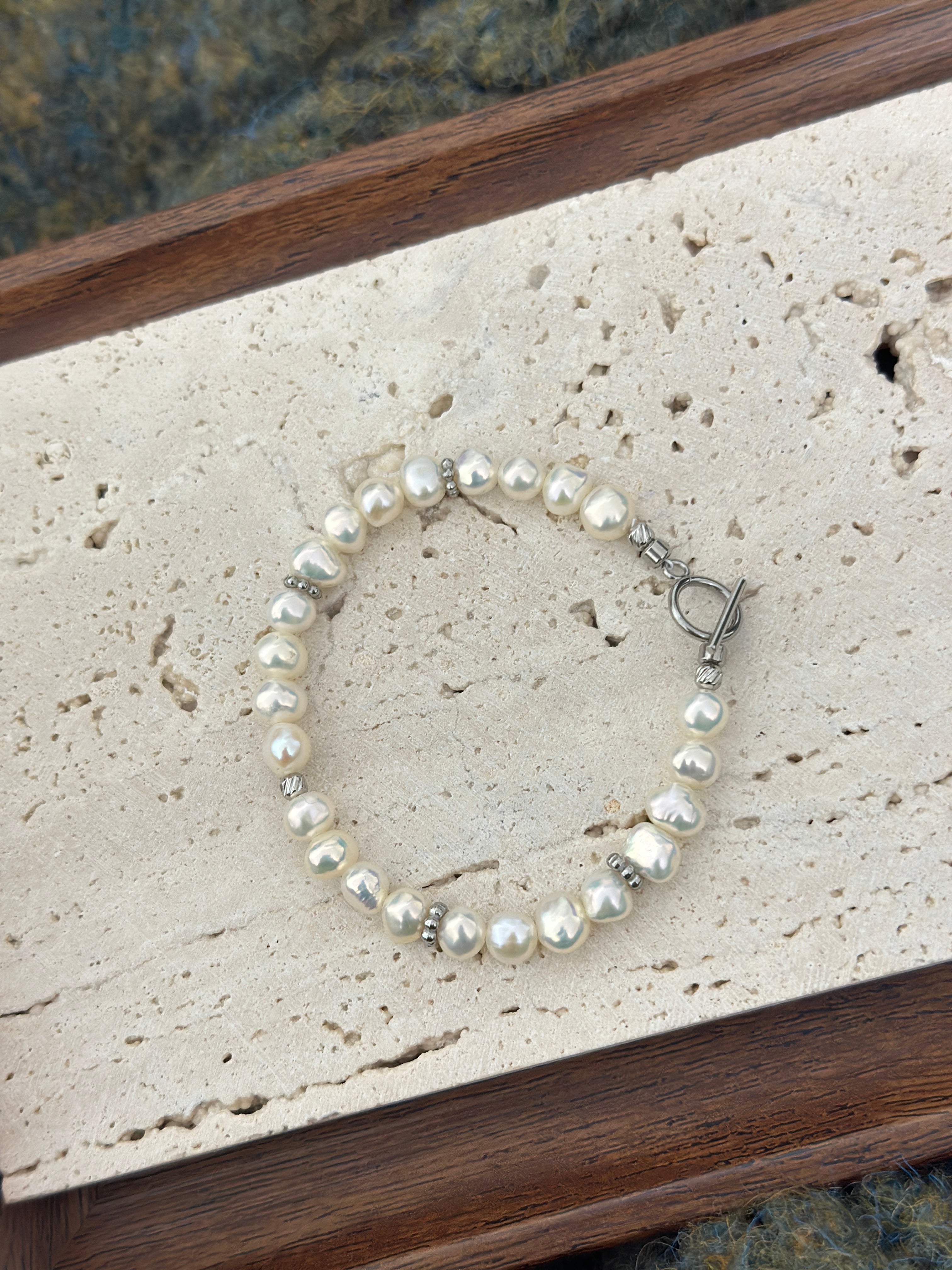 巴洛克鏡面珍珠手鏈