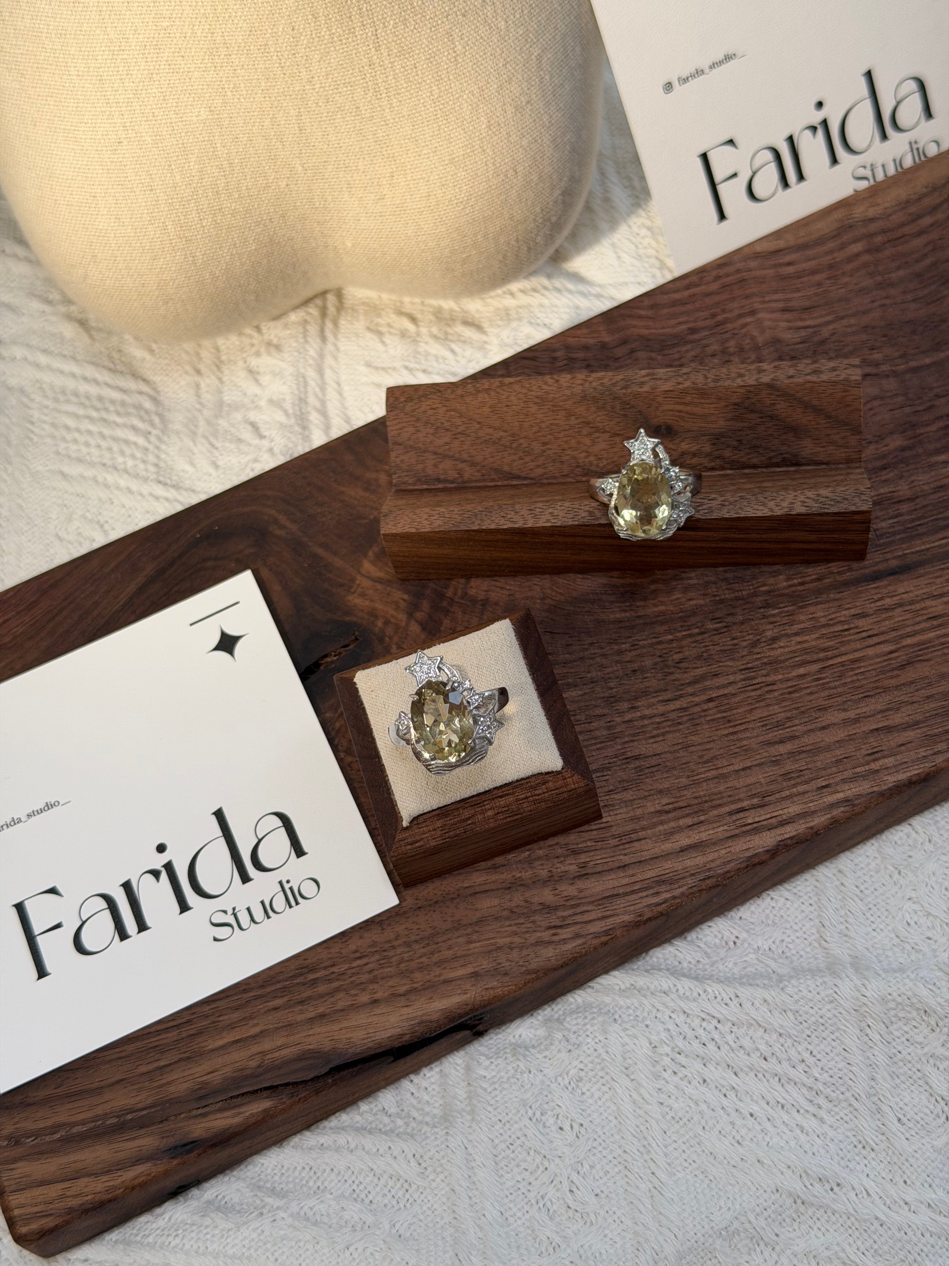 設計款黃水晶鈦鋼戒指